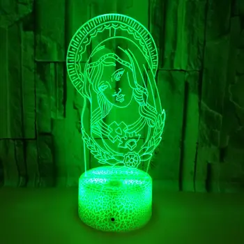 3D Lampa Fecioara Maria a Condus Lumina de Noapte Tactil 7 Culori Schimbare Touch USB Birou Lampă de Masă Catolici Rugăciune Acasă Decorative Cadouri