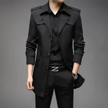 Nouă Primăvară Bărbați Șanț De Moda Anglia Stil Lung Trenci Haine Barbati Casual Îmbrăcăminte Jachete Hanorac Brand De Haine Pentru Barbati