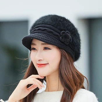 Noi Lână Cald Iarna Fata Bereta Palaria pentru Femei Chelioși Căciuli Tricotate Pălărie de Brand de Înaltă Calitate Femei de Iarnă, Ski Caciula de Blana de Iepure