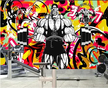 Personalizat murale 3d foto tapet Retro doodle fitness culturism club acasă living decor fundal pentru perete 3 d în rulouri