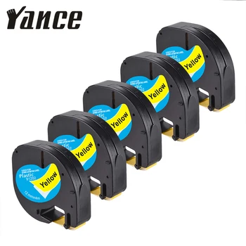 Yance 5Pcs/lot 12mm eticheta filtru de bandă negru pe galben 91202 Compatibil pentru DYMO Letratag banda pentru Dymo label printer LT-100H