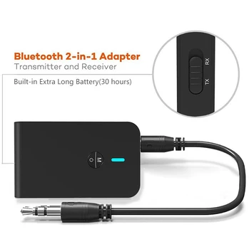 Bluetooth 5.0 Transmițător Receptor 2-în-1 Adaptor bluetooth Cu Micro Suport Hands-free pentru TV pentru Casti PC Audio Difuzor