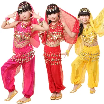 Nou 2015 Copii Belly Dance Costum Copil Indian dansatoare de Performanță Haine Copii Etapă Tutu mai Recente Tul Bellydance