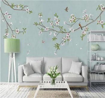 Personalizat murală tapet decor acasă pictura magnolii albe noul stil Chinezesc de mână-pictat flori și păsări de fundal de perete